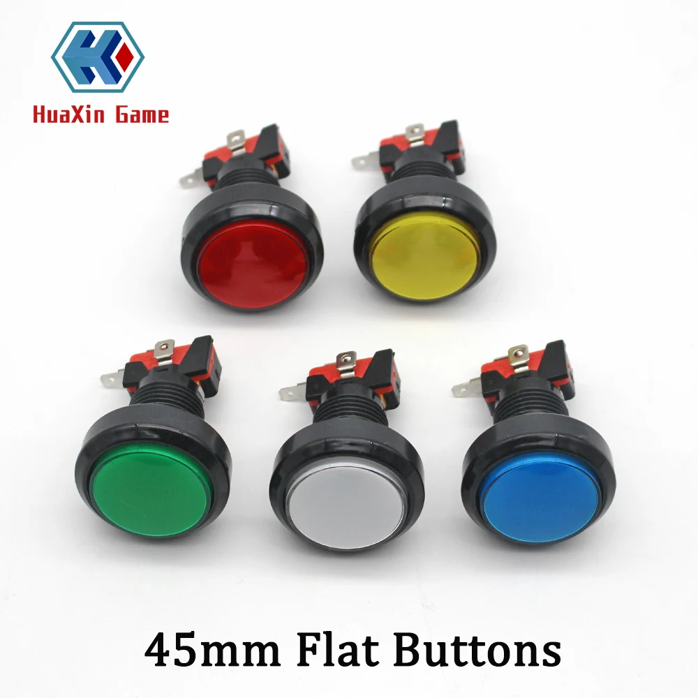 

10 pcs 46mm flat LED Lamp 12V/5V Illuminated Large Push Button To Arcade Machine Games DIY Part JAMMA