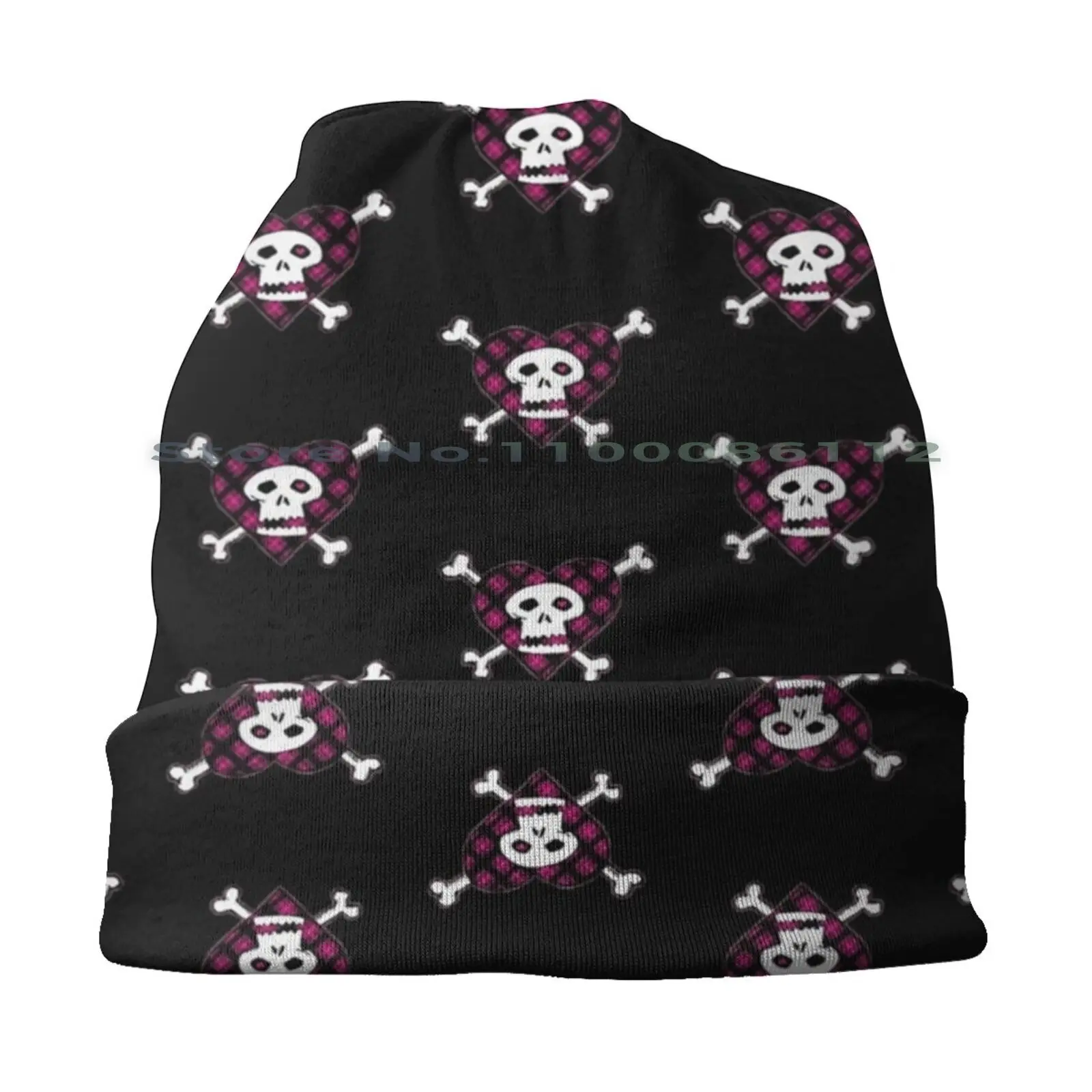 Goth Y2k Skull Beanies Knit Hat Y2k Avril Lavigne Goth Alt 2000s Skull Brimless Knitted Hat Skullcap Gift Casual Creative