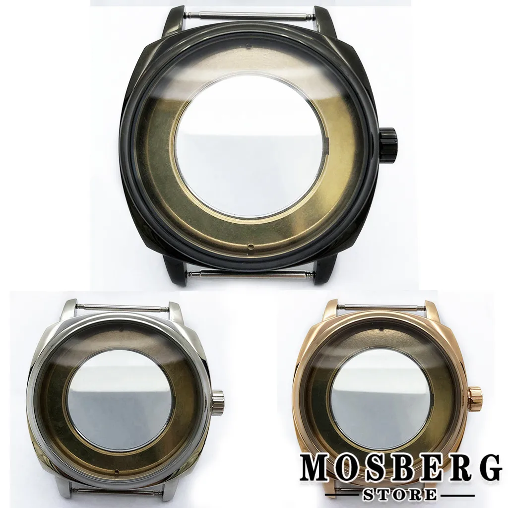 

42mm Watch Case Silver Black Solid 316L Stainless Steel For NH35 NH36 ETA2836 Miyota 8215 8205 821A MingZhu DG2813 3804 Parts