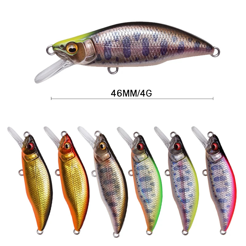 Fish Lokken Minnow Weights 4g 4.6cm Ace Mino Fast Sinking Full Water Hooks Bait Wobblers For Pesca Pike Fishing Goods Lures 2021