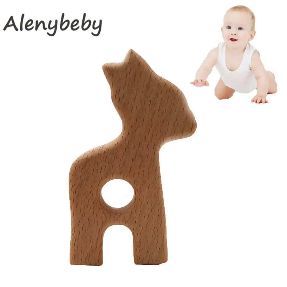 Wooden Teether Wood Pendant For Pacifier Chain Baby Products Animal Wooden Blank Rodent Baby Teethers Birth Nurse Gifts Toys