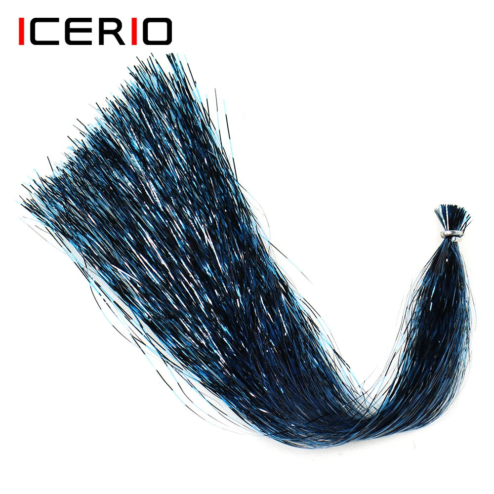 ICERIO 2 Pack Grizzly Barred Flashabou Tinsel Flash Marabou Jigs Streamers Winging Saltwater Fishing Gliss Fly Tying Material