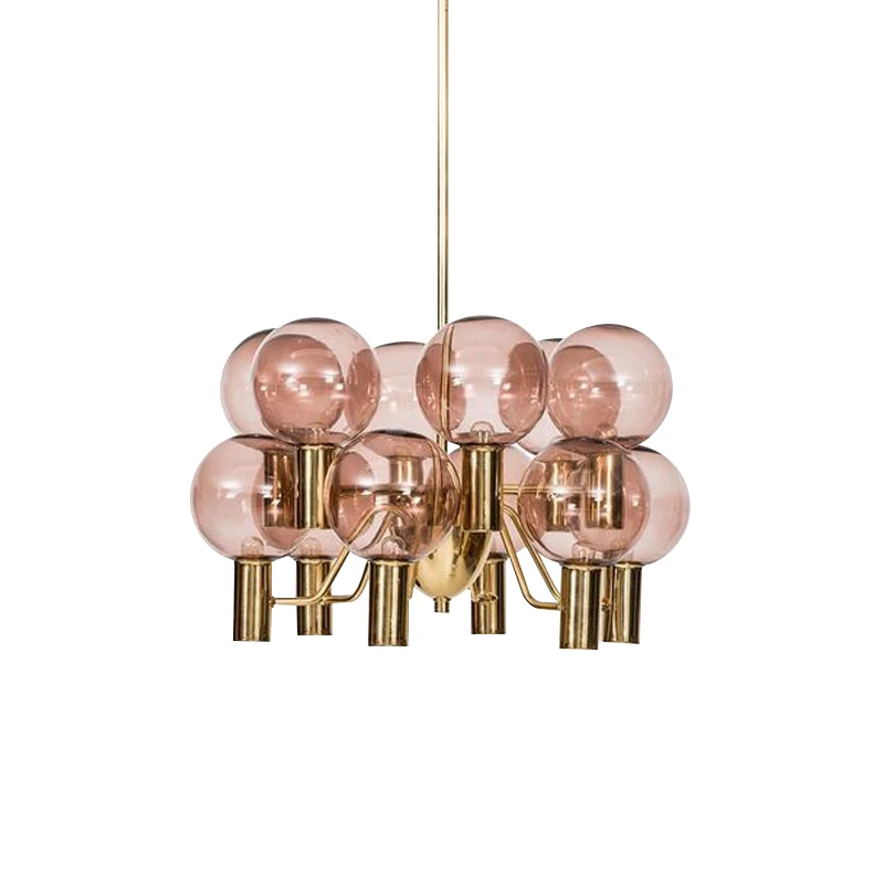 Nordic LED Glass Lustre Chandeliers Modern Restaurant Hanging Ceiling Lamps Pink Light Luxury Living Room Chandelier Lighting