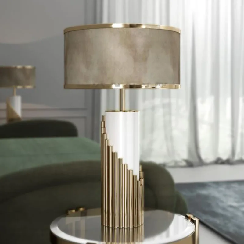 Luxury Table Lamp Gold Living Room Table Desk Lamp Metal Office Bedroom Bedside Decoration Marble Lamps Modern Home Decor Gift