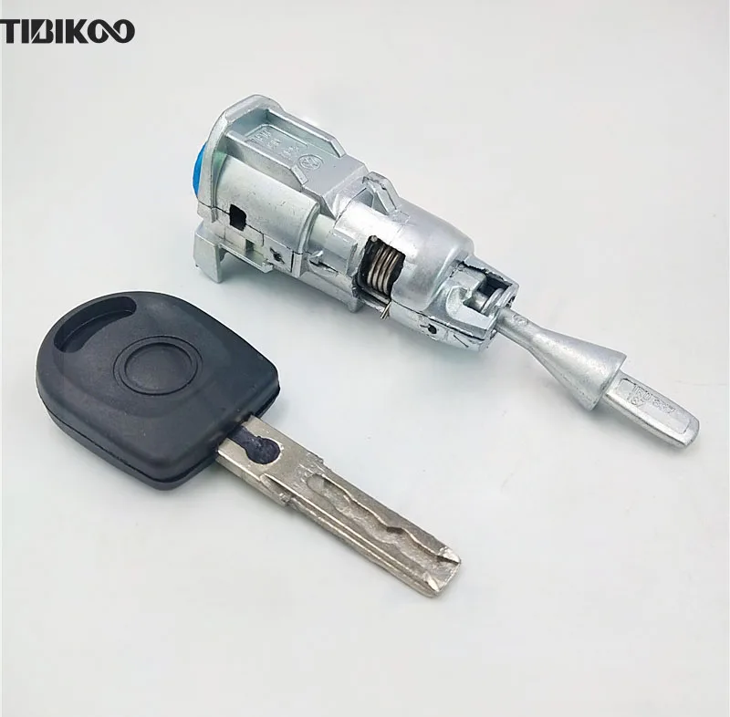 Car Door Lock Cylinder for VW Year  2006-2012 Sagitar Left Front Door Auto Lock Core  with Transponder Key Shell