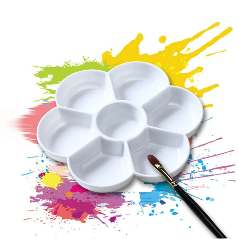 Flower Plum Rectangle Ceramic Palette Color Mixing Paint Palette Tray For Watercolor Gouache Acrylic Painting Art Supplies