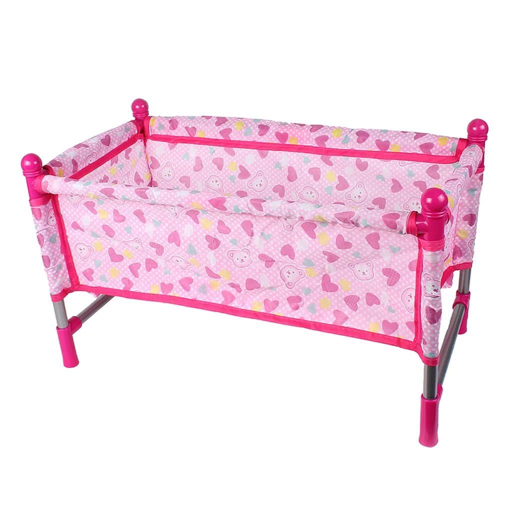 Modelo de cama de cuna para bebé, muebles de simulación, decoración de habitación para niños pequeños de 9 a 12 pulgadas, 45x23x22cm