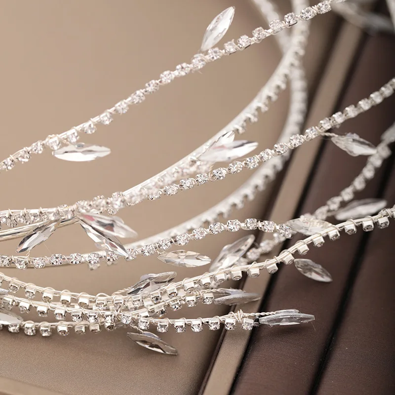 Baroque Crystal Hairband Bridal Hair Accessories Wedding Rhinestone Waterdrop Leaf Tiara Crown Headband Frontlet Brides Jewelry