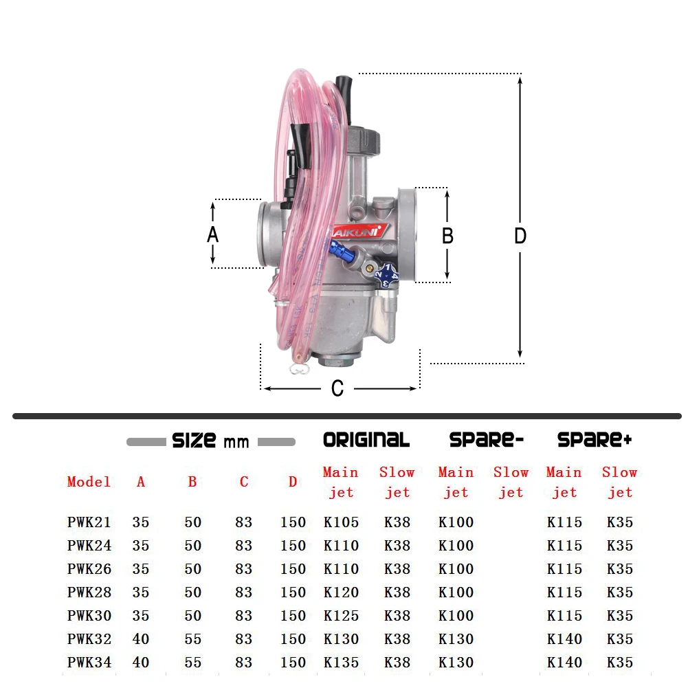 Universal Motorcycle Carburetor 21 24 26 28 30 32 34mm PWK Carburador For 85 110 250 300cc ATV Quad Scooter Dirt Pit Bike MX