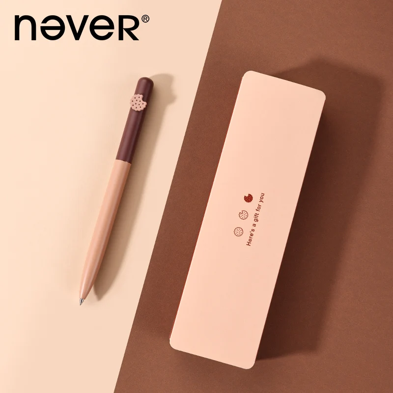 Never High Quality Rotating Metal Gel Pen 0.5MM Black Ink  Kawaii Girl Heart Student Couples Gift Box  caneta ручка Business Box