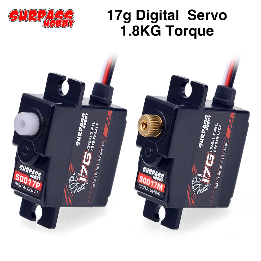 SURPASS Hobby 17g Micro Mini Servo S0017M Metal Gear 1.8KG coppia Servo digitale per 1/16 1/18 RC auto elicottero aereo e barca