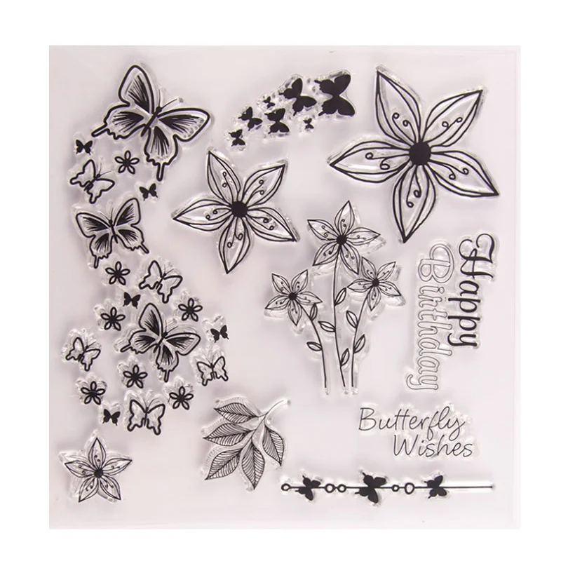 

1pc Butterfly Wishes Transparent Clear Silicone Stamp Seal Cutting DIY Scrapbook Rubber Stamping Coloring Diary Decor Reusable