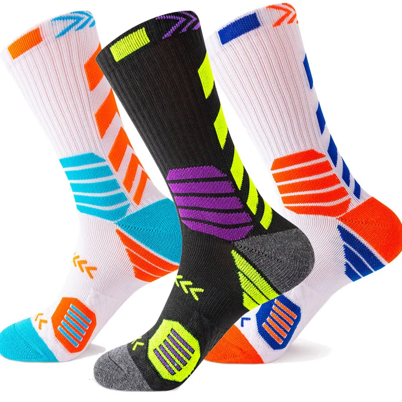 

Sports Cycling Socks Men Basketball Elite Terry Socks Towel Bottom Shock-absorbing Pressure Socks Mesh Breathable Sweat