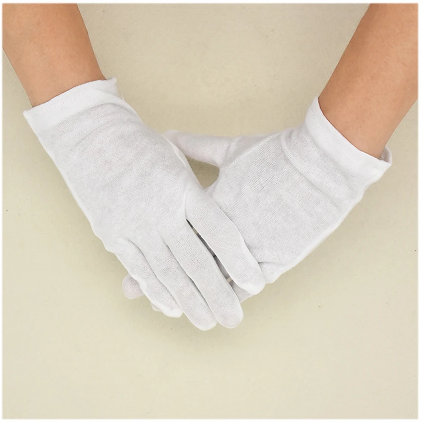 1 Pair White Cotton Gloves Anti-static Protective Gloves Breathable Work Gloves for Coin Jewelry Inspection, Driver- S, M, L, XL