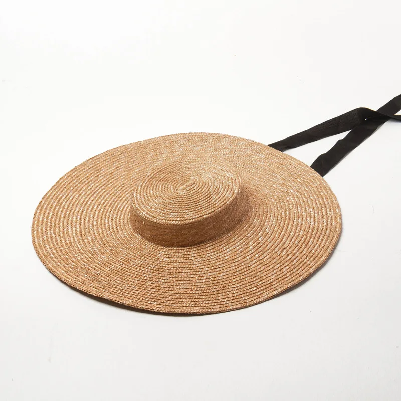 10cm Wide Brim Color Straw Hat For Women Long Ribbon Ladies Beach Hats Fashion Dress Up Summer Sun Visor Caps Chapeu De Praia