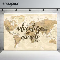 Mehofond World Map Background For Photography Adventure Travel Airplane Baby Shower Backdrop Birthday Party Photocall Photoshoot