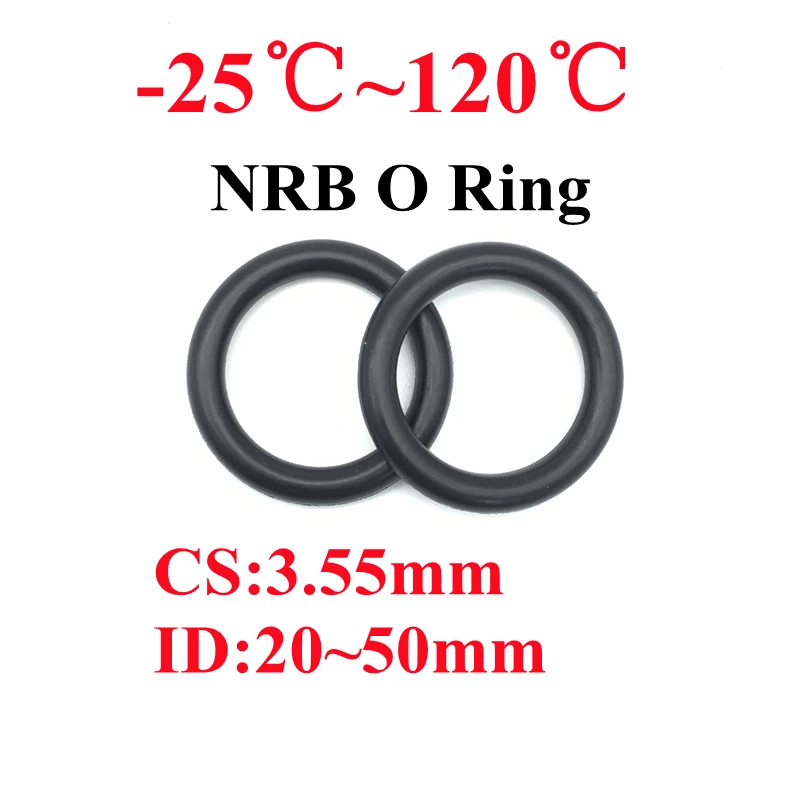 

10pcs Black O Ring Gasket CS 3.55mm ID 20 ~ 50mm NBR Automobile Nitrile Rubber Round O Type Corrosion Oil Resistant Seal Washer