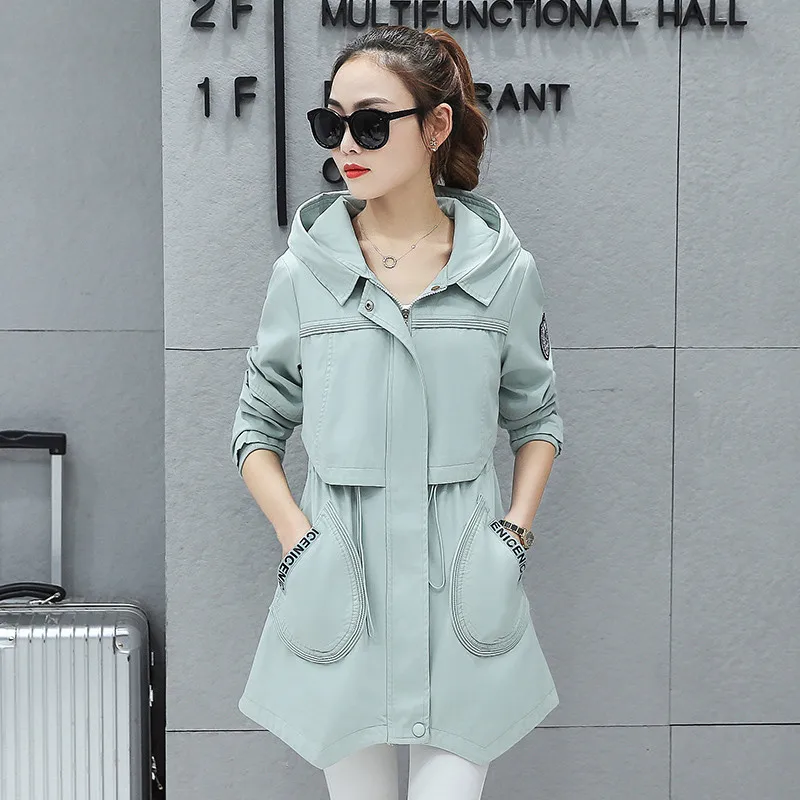 

Coat Trench 2023 Spring Korea Style Slim Ladies Coats Hooded Trench Female Outwear Casual Student Casaco Feminino WXF183 s