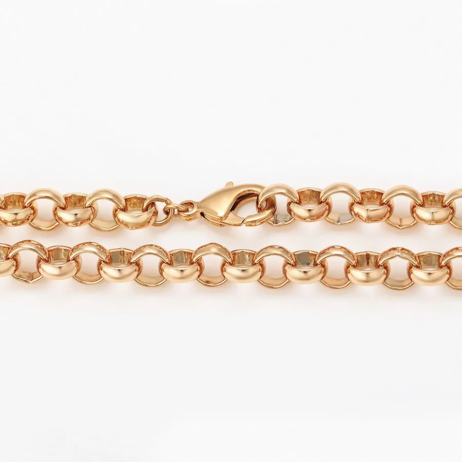 مجوهرات XP - (55 سم * 7 مم) لون ذهبي 18 قيراط على شكل دائرة سلسلة قلادات مجوهرات للرجال هيب هوب خالي من النيكل والنحاس