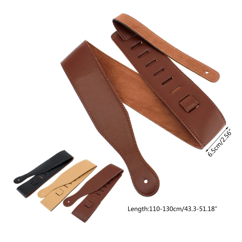 Electric Guitar Strap for Bass, Padded Top Grain Leather with Adjustable Belt 110-130cm,3 Colors Optional