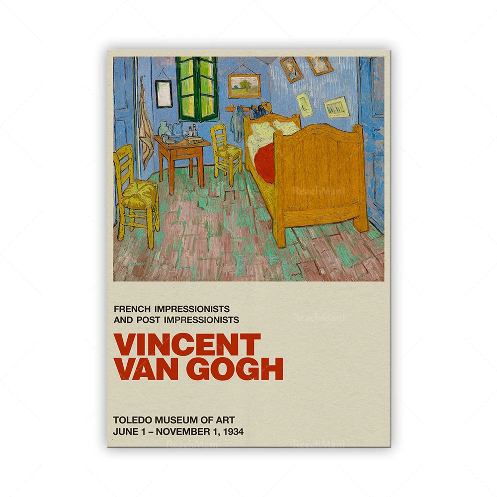 Van Gogh Exhibition Poster, Vincent Van Gogh The Bedroom, Toledo, Museum Print, Home Decor, Wall Art, 1887