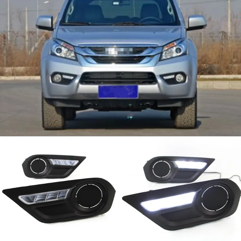 

2Pcs For ISUZU MU-X MU X 2015 2016 Daytime Running Lights fog lamp cover headlight 12V Daylight car-styling