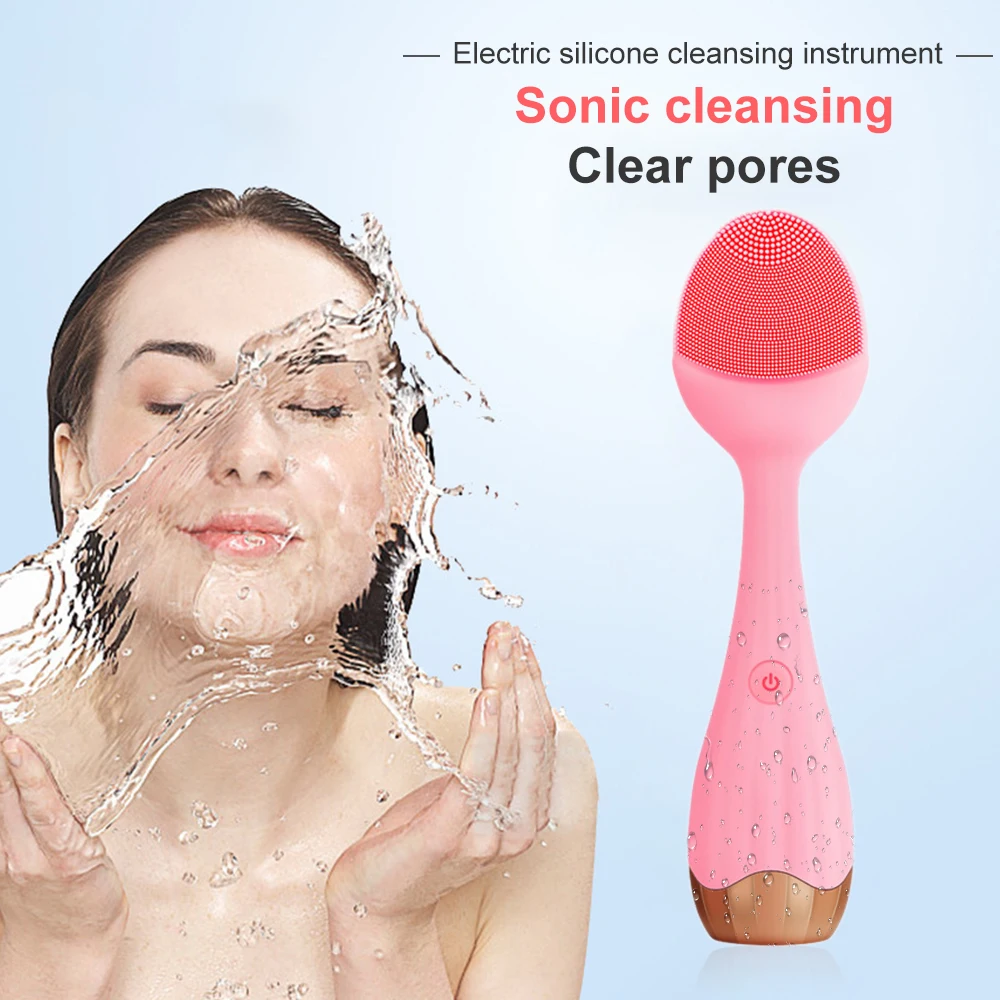 Electric Silicone Facial Cleansing Brush Massager Cleansing Brush Essence Importing Instrument Ultrasonic Pore Facial Cleanser