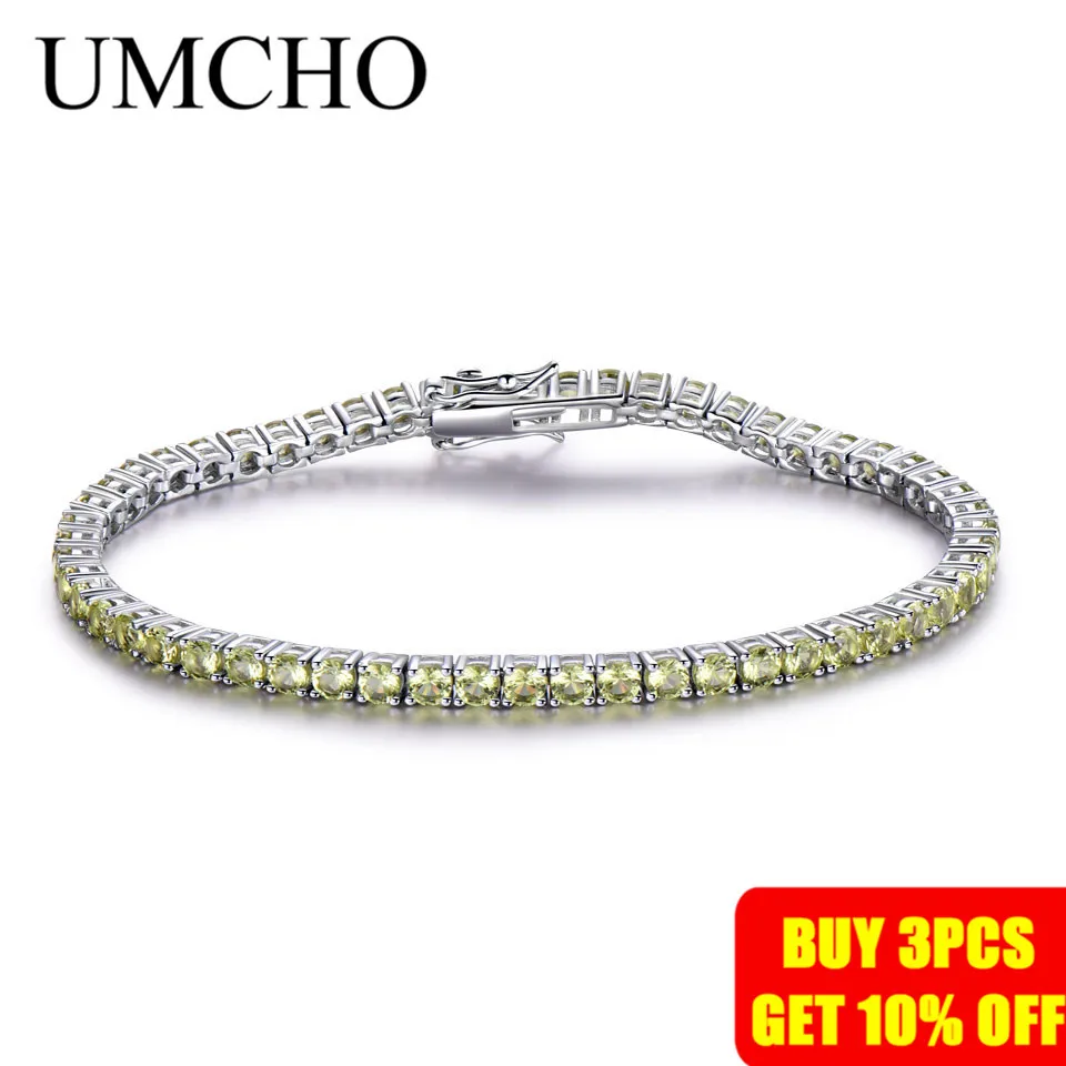 UMCHO Luxury Peridot Bracelet  For Women 925 Sterling Silver Jewelry Personalized Birthstone Romantic Wedding Gemstone Jewelry