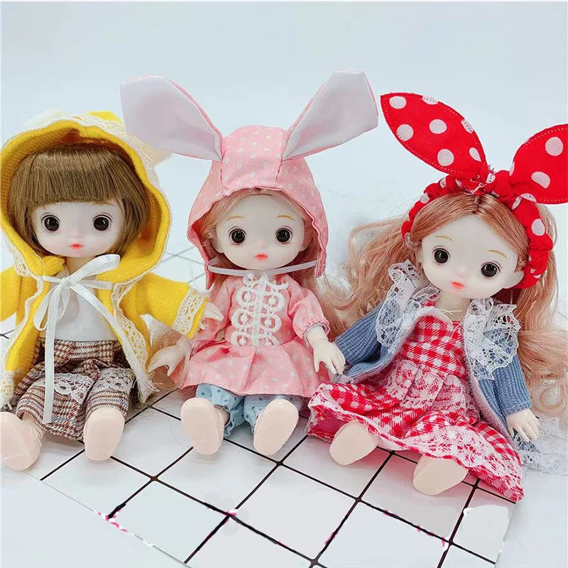 16cm Little Girl BJD Doll 13 Moveable Joint Dolls Long Hair 3D Eyes bjd Toy Cute Face Dress Up Make Up Toys Girls Gift Dolls