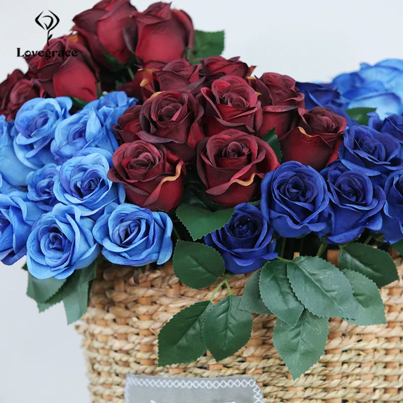 1 Bouquet 12 Heads Silk Flower Roses Artificial Rose Flowers Multicolor For Wedding Table Home Party Decor Fake Flowers Bouquet