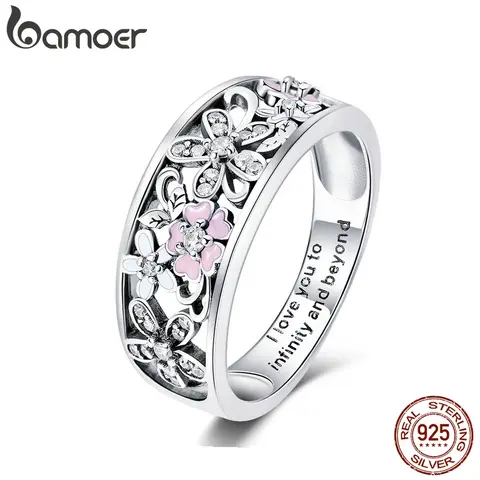 Sterling Silver Daisy Infinity Ring for Women bamoer