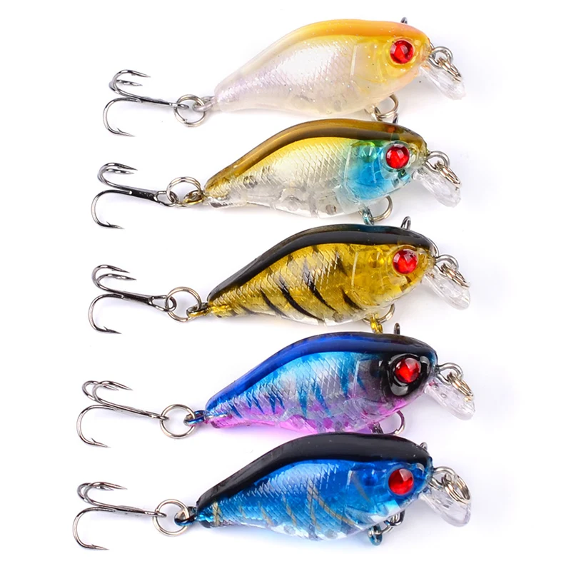 POETRYYI Durable Fishing Lure Various 3D Mini Hard Bait Wobbler Jig Carp Striped Bass Easy Fishing Tackle SwimBait with Hook