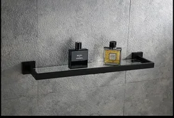 New Bathroom Shelves Stainless Steel Shower Gel Glass Frame Nail-Free Simple TowelRack Storage For Soap Black Color
