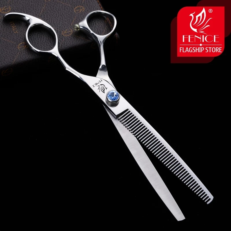 Fenice 7.5 inch Professional Grooming Scissors Thinning Cutting Shears with Blue Screw Japan 440C Stainless Steel