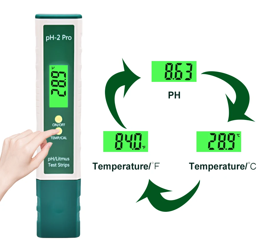 PH-2 Pro Digitaler Labor-pH-Meter-Tester-Stift für Wasser 0,01 pH-Test -2,00-16,00 Lackmusstreifen Hintergrundbeleuchtung Aquarium Hydroponik Messung – Detail 8