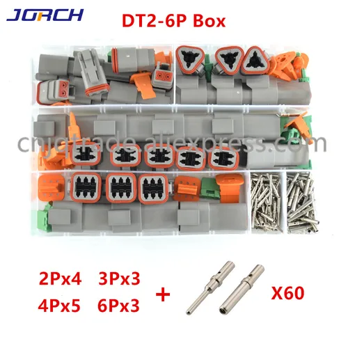 Imagen 2 del producto Kit de conector de cable impermeable serie Deutsch DT DT06-2S DT04-2P DT06-3S DT04-3P conector DT de enchufe sellado automotriz con caja