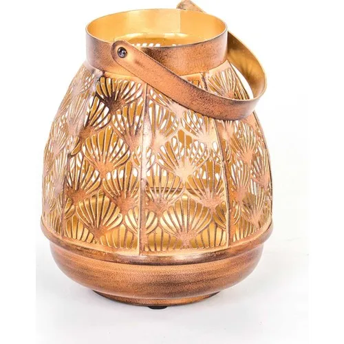 Euro Flora Rust Color Lantern Candle Holder Metal 15x18 cm