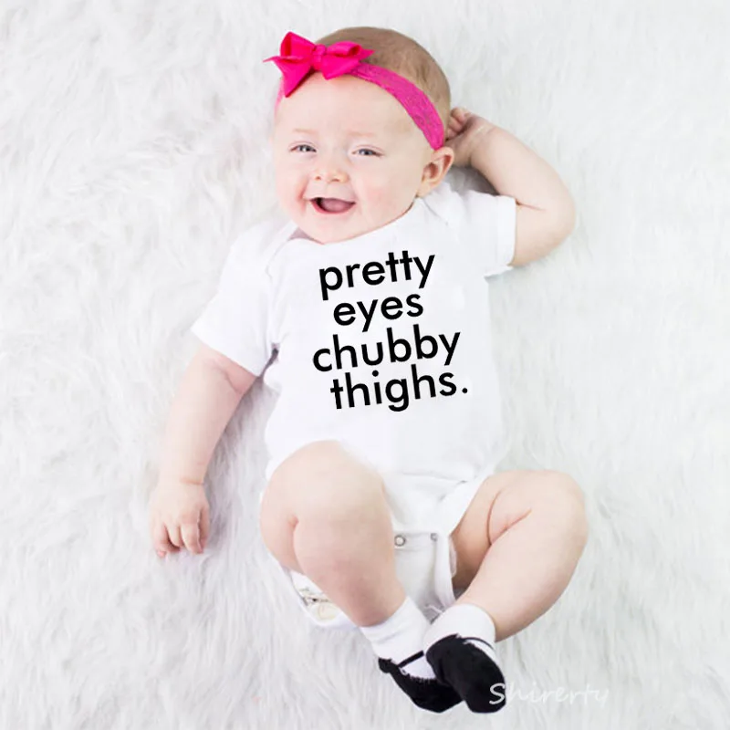 pretty eyes chubby thighs Baby Onesie Summer Newborn Toddler Baby Boys Girls Cotton Romper Jumpsuit Clothes Outfits 0-24M