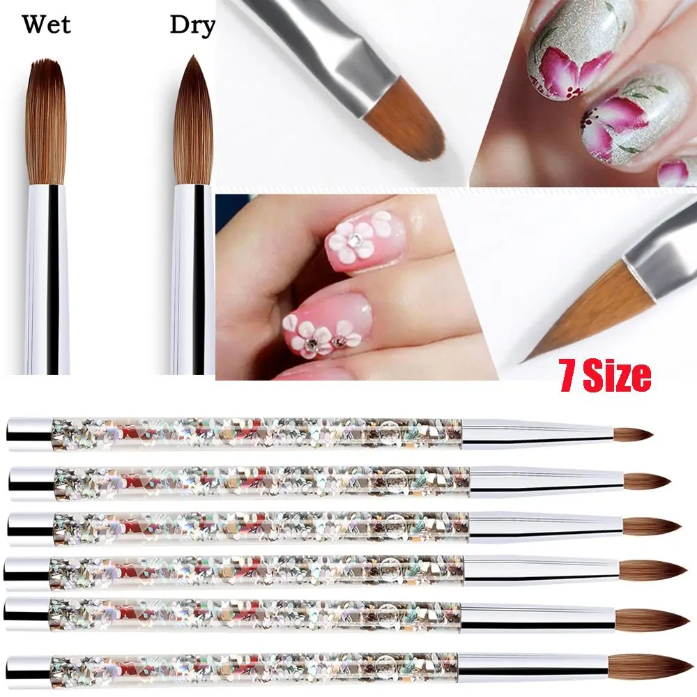 Glitter Handle UV Gel Nail Polish Brush Manicure Tool Acrylic Nail Brush 100% Nylon Nail Art Brush For Acrylic Powder