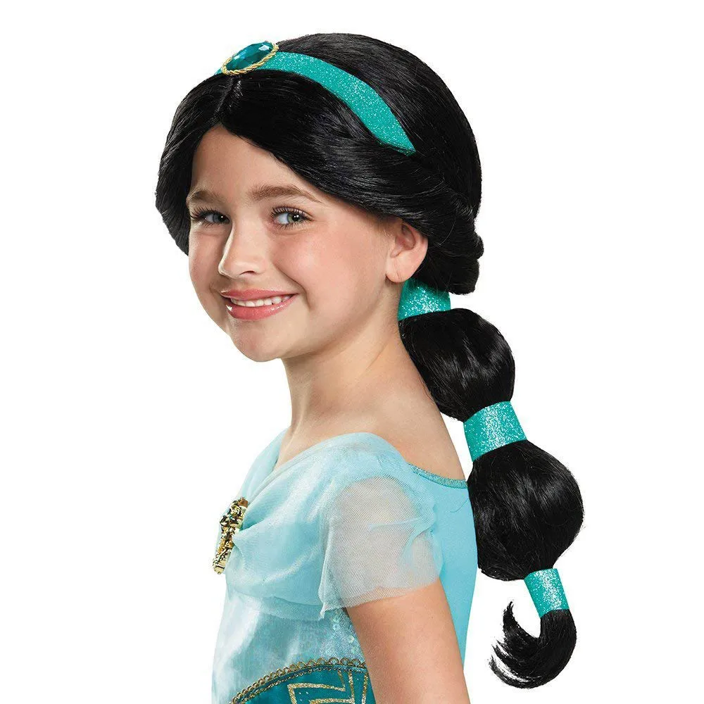 Girls Aladdin Princess Accessory Jasmine Party Tiara Crown Necklace Earrings Magic Lamp Synthetic Hair Kids Jasmine Dress up Wig