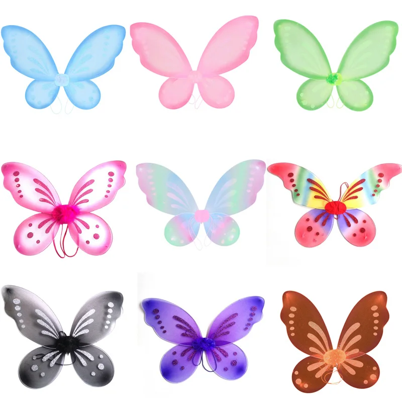 Costume d'ailes de papillon nickel é pour tout-petits, déguisement d'Halloween, ailes d'ange, accessoires de scène, jolies filles