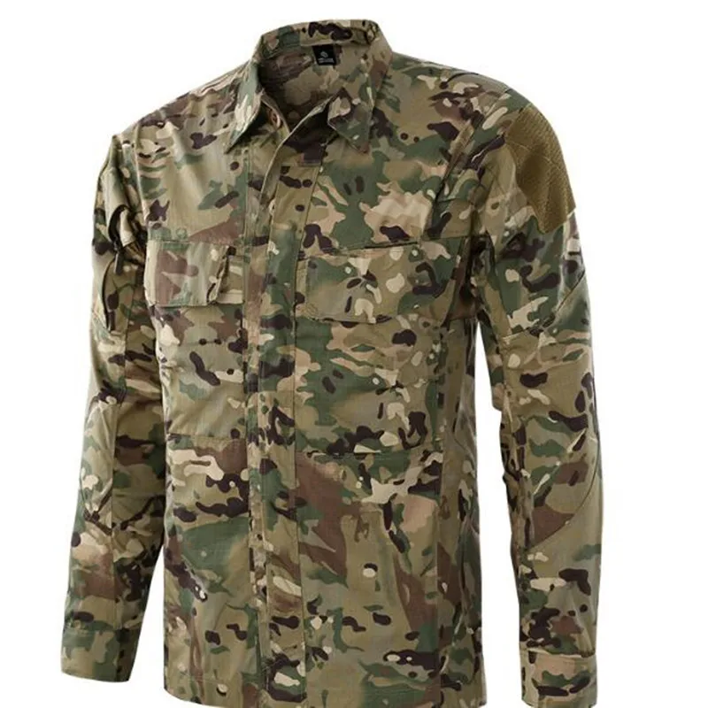 Field Training Shirt Men Outdoor Camping Hiking Fishing Plaid Cloth Wearproof Camo Breathable Shirts