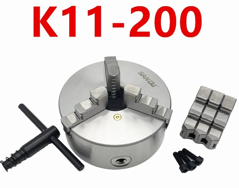 SAN OU K11- 200 3 Jaw Lathe Chuck /200mm a Wrench, 3 Screws / a Positive Claw and a Reverse Claw