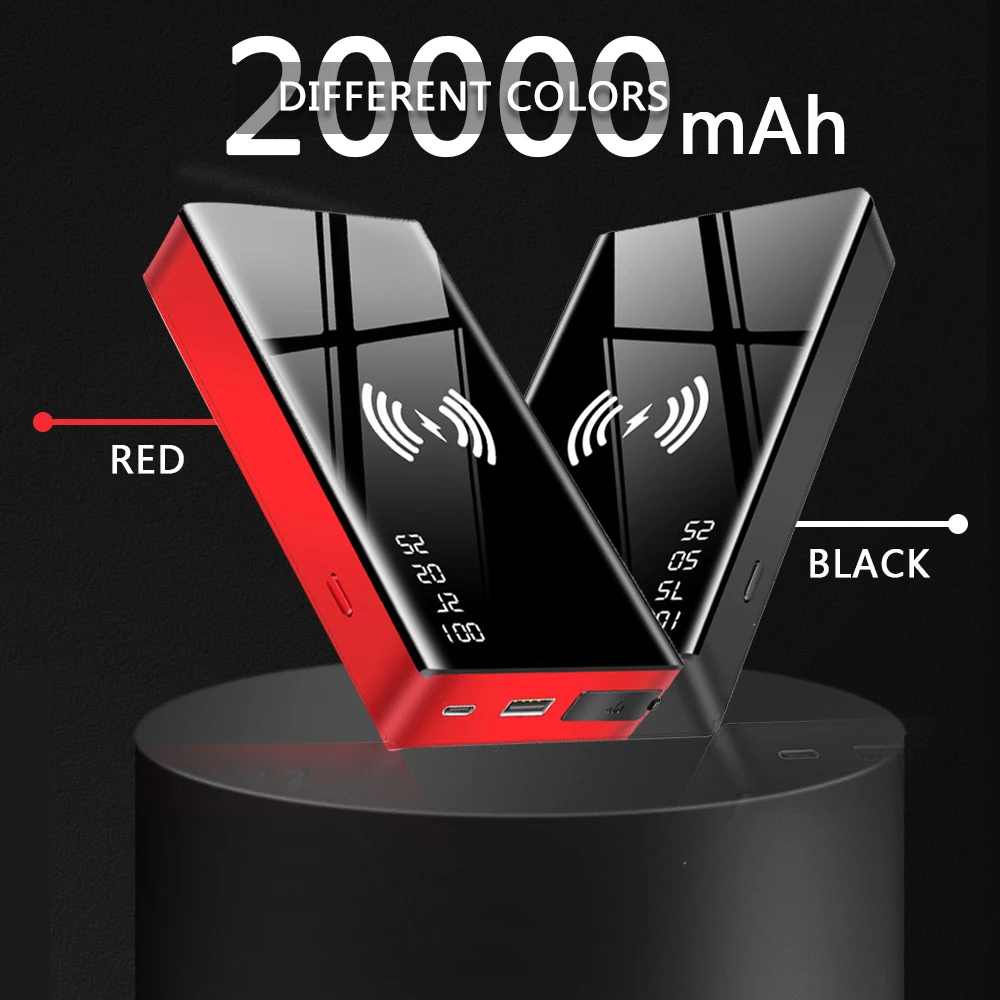 20000mAh Car Emergency Start-up Power Supply 600A Start-up Peak, Type-C Wireless Fast Charging