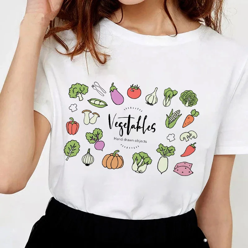 

Women Tshirts Summer Short Sleeve Vegetables Graphics Print Ladies Tops Casual O-neck Streetwear tshirt femme 2021