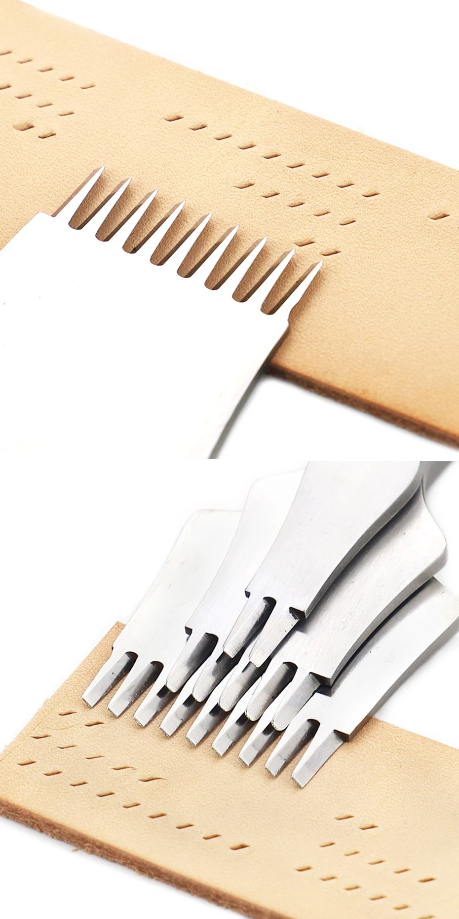 2.7/3.0/3.38mm Leder Handwerk schräg flach Diamant Stechen Eisen Set-2/3,85 Zinken Diamant Meißel hand gefertigte Bastel bedarf – Detail 3