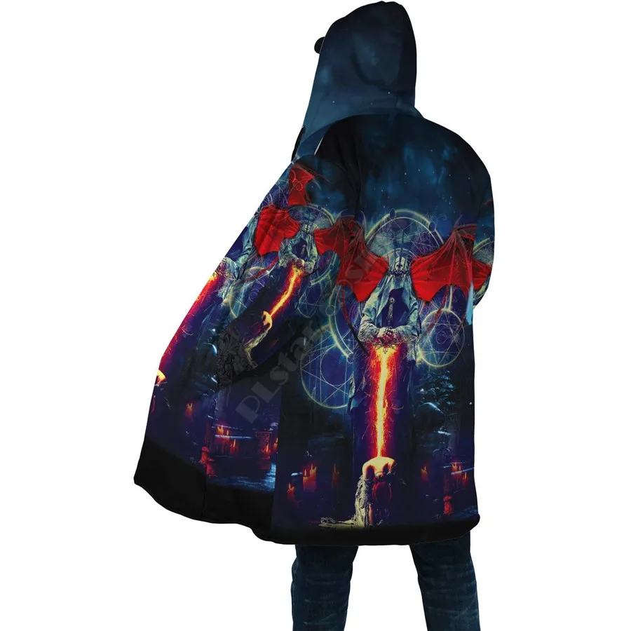 Winter Men For Women God Of Death Cloak 3D Printed Cloak Fleece Wind breaker Warm Hood Cloak