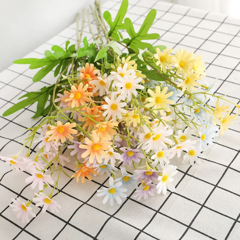 

10Pcs/lot Artificial Flower Chamomile Wedding Bride Holding Bouquet Living Room Home Decoration Accessories Fake Flowers Daisy