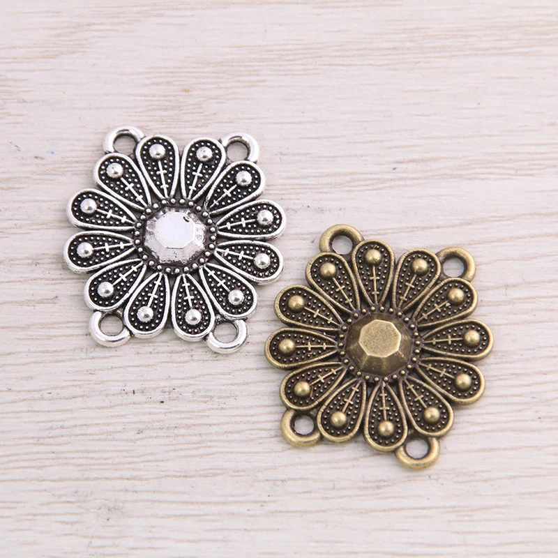 SWEET BELL Pendants Connectors Linker Zinc Alloy Retro Flower 18pcs 27*28mm  Antique   ; Bronze color Metal for Day