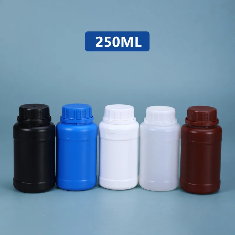 10PCS 250ml Round Bottles HDPE Material Airtight Sealing Storage Container for Reagent Liquid Food Grade Sample Bottle